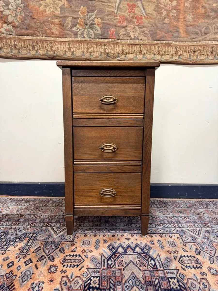 Vintage French Country Oak Nightstand - Image 2