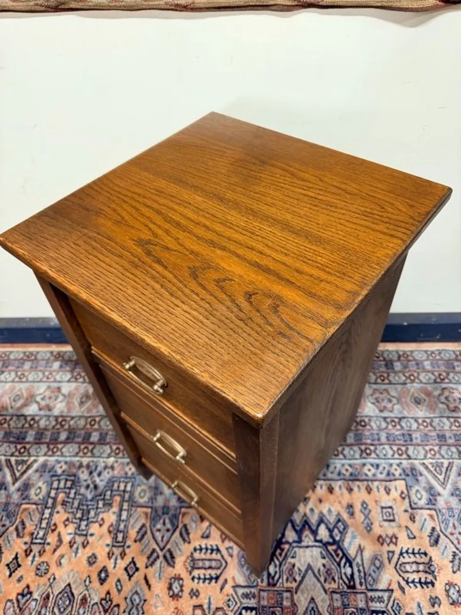 Vintage French Country Oak Nightstand - Image 4
