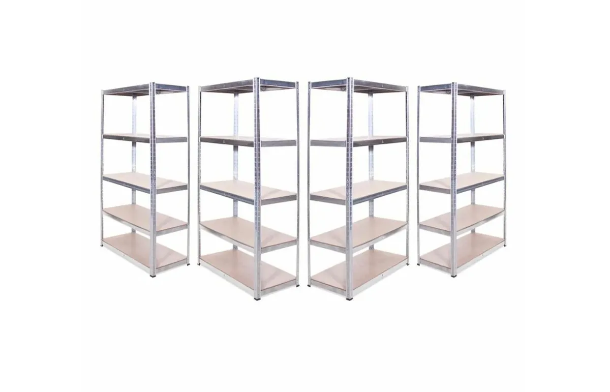 5x bays of galvanised flatpack shelving - Image 2