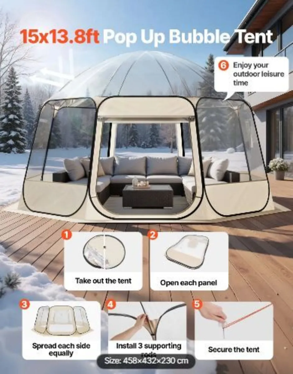 Pop up Bubble Tent, 4.58 x 4.32 m Waterproof - Image 3