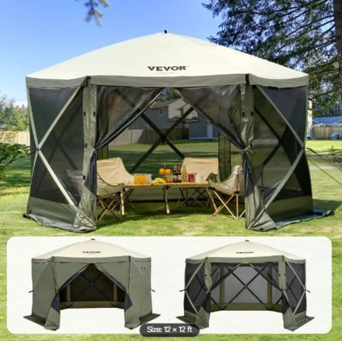 Pop Up Gazebo Tent, Pop-Up Screen Tent 6 Sided - Image 1