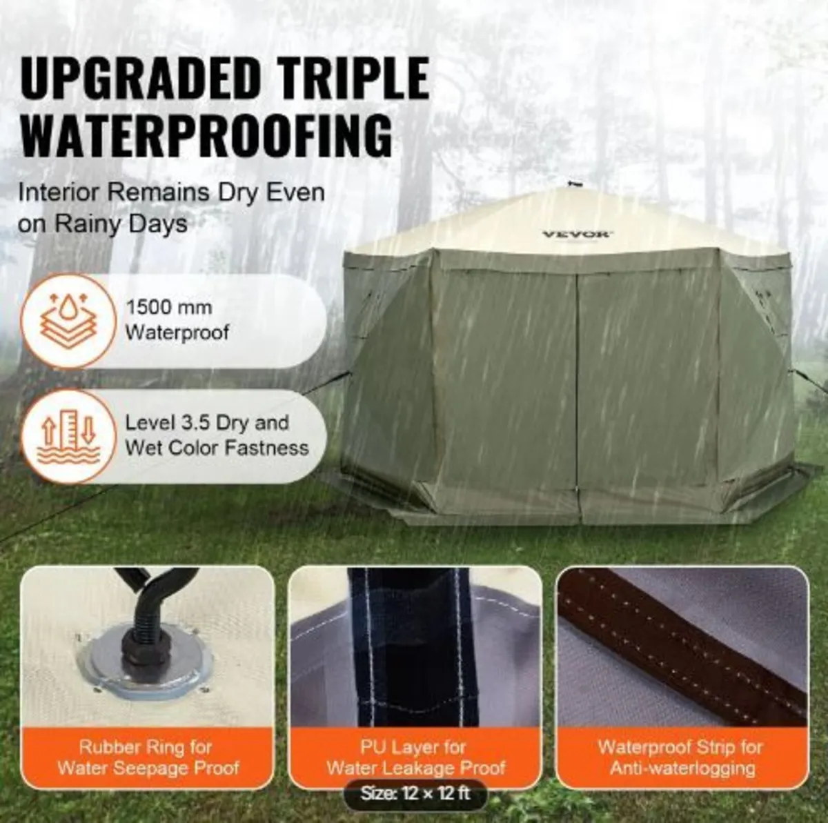 Pop Up Gazebo Tent, Pop-Up Screen Tent 6 Sided - Image 2