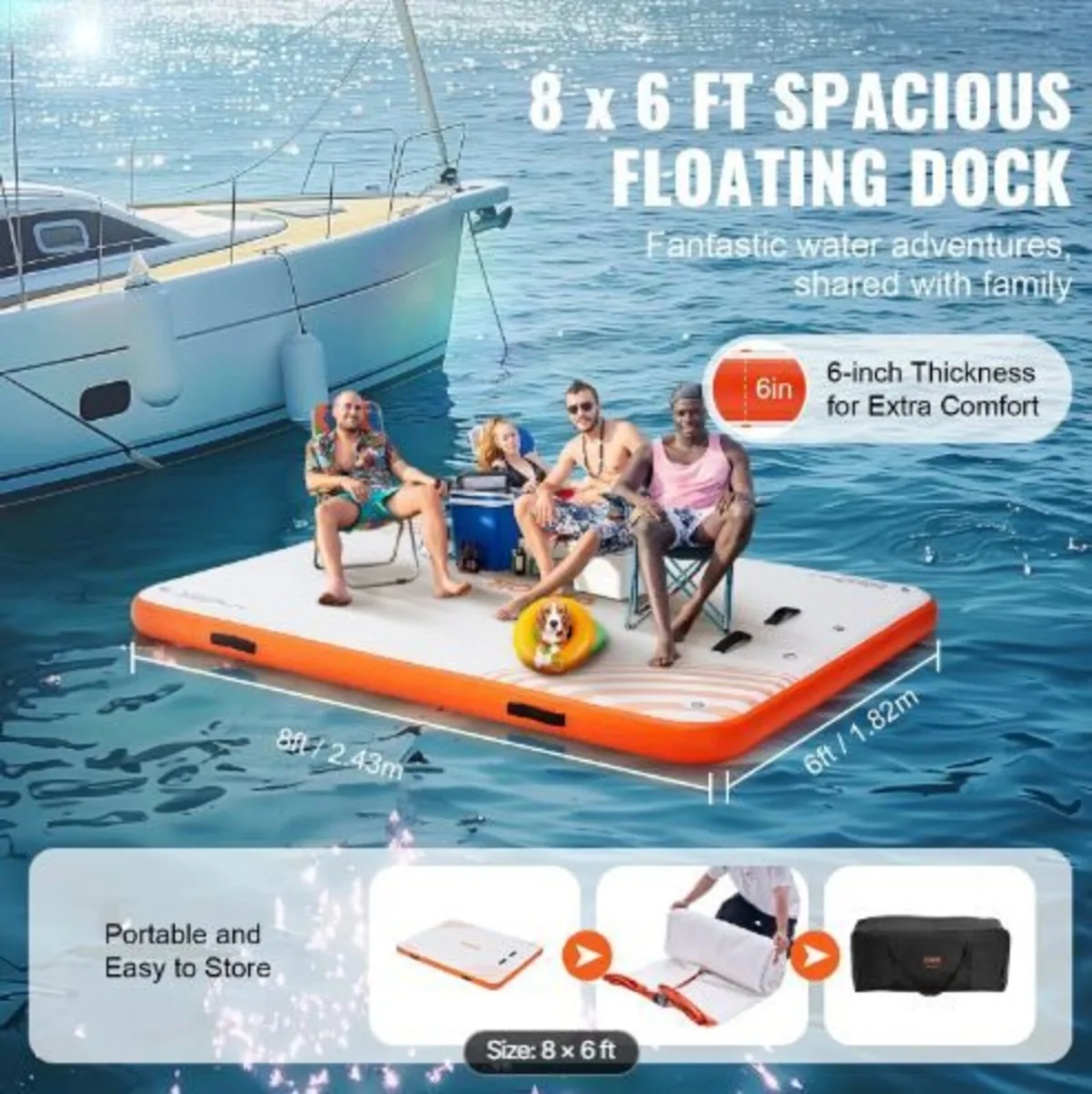 Inflatable Floating Dock, 8 x 6FT - Image 2