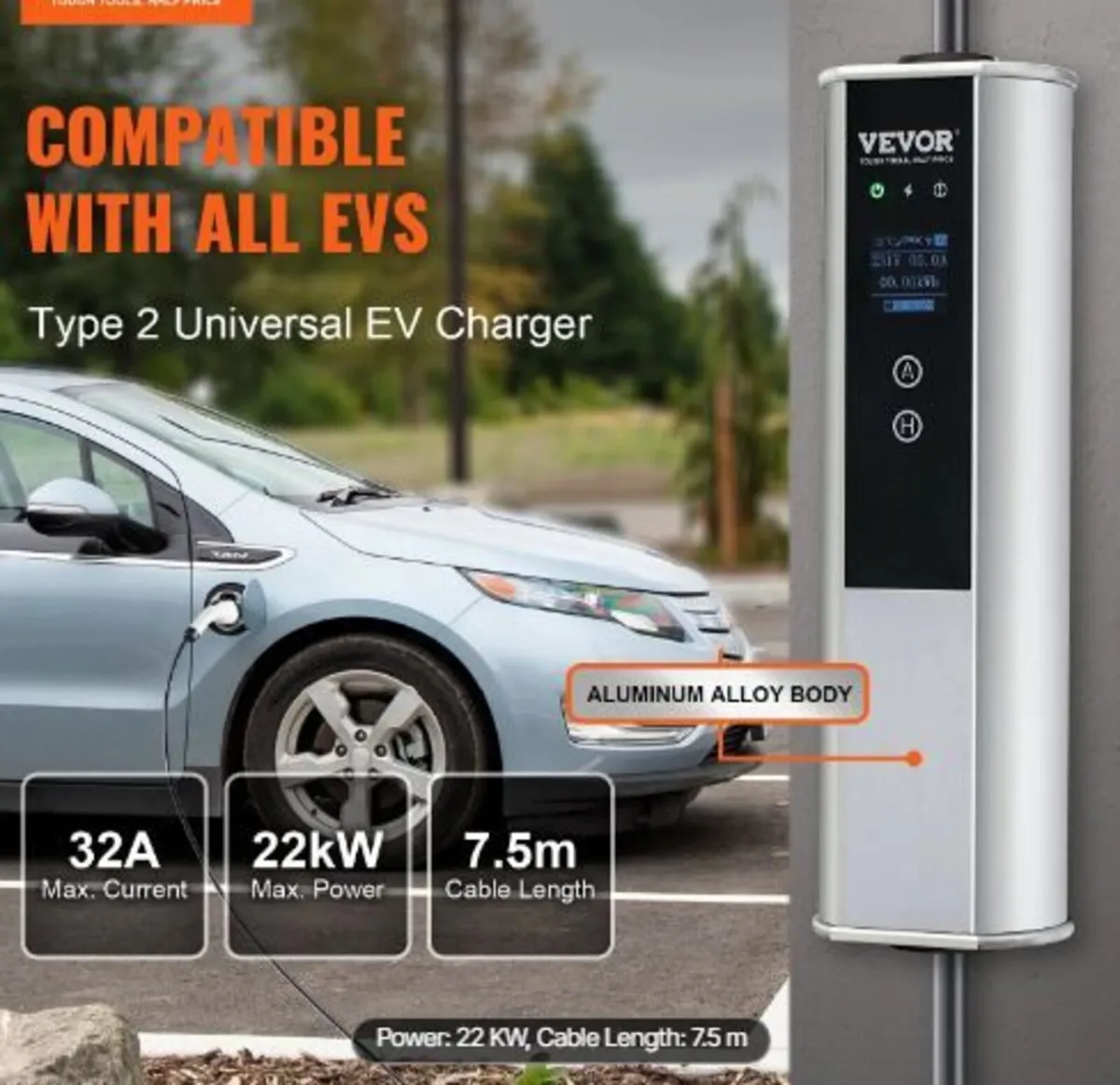 Portable EV Charger Type 2, 32A 7.36 kW/22 kW - Image 2