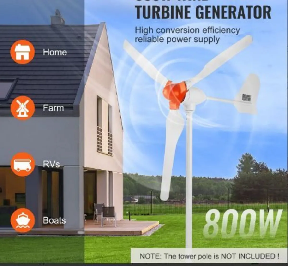 800W Wind Turbine Generator, 12V Wind Turbine - Image 2
