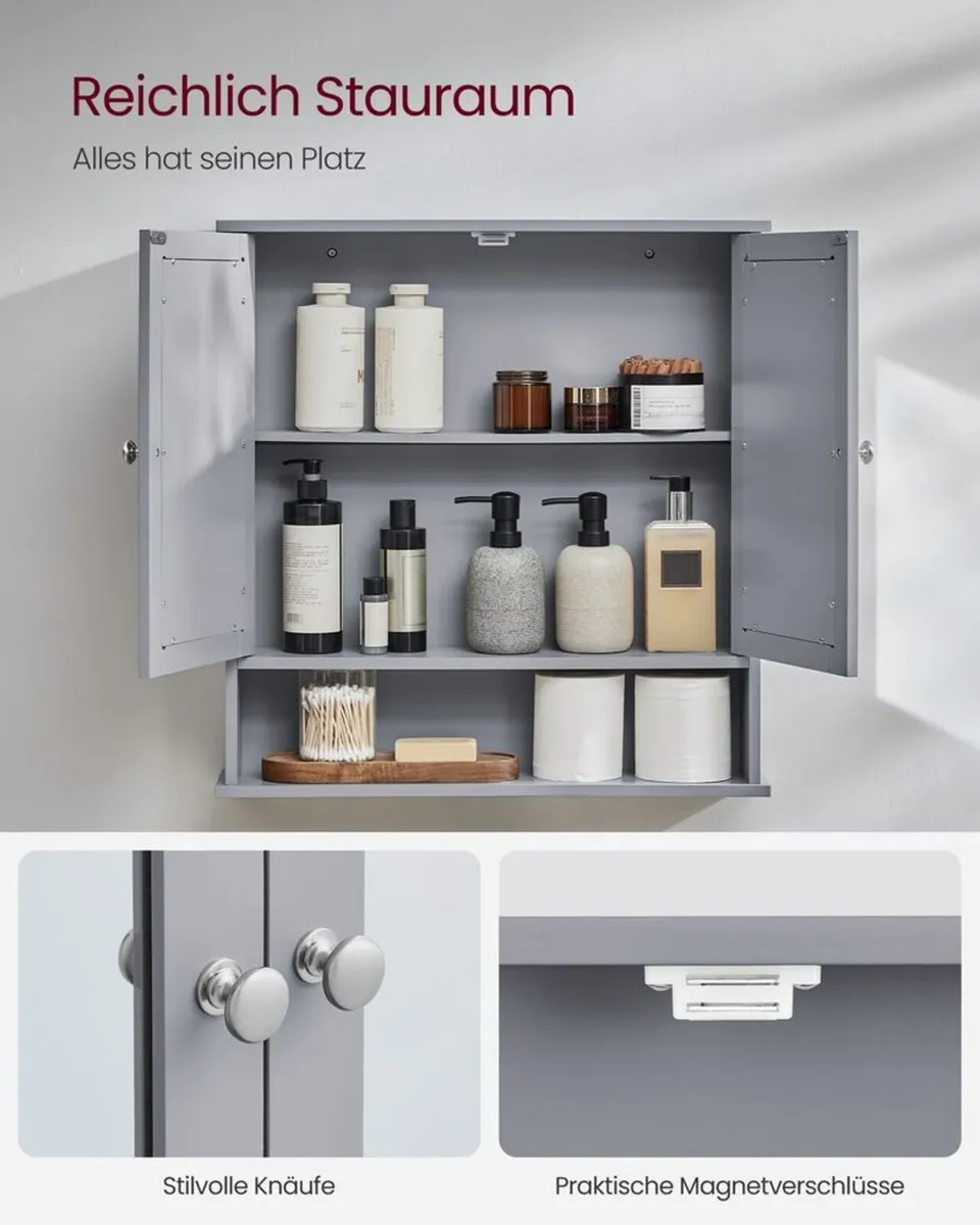 Bathroom Mirror Cabinet with Double Doors - Image 4
