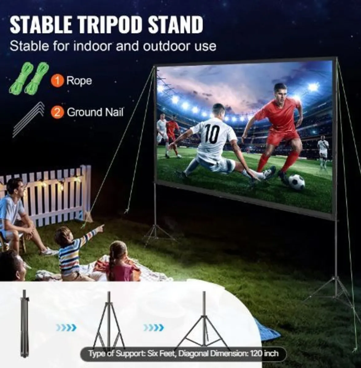 Projector Screen with Stand, 120 inch - Image 4