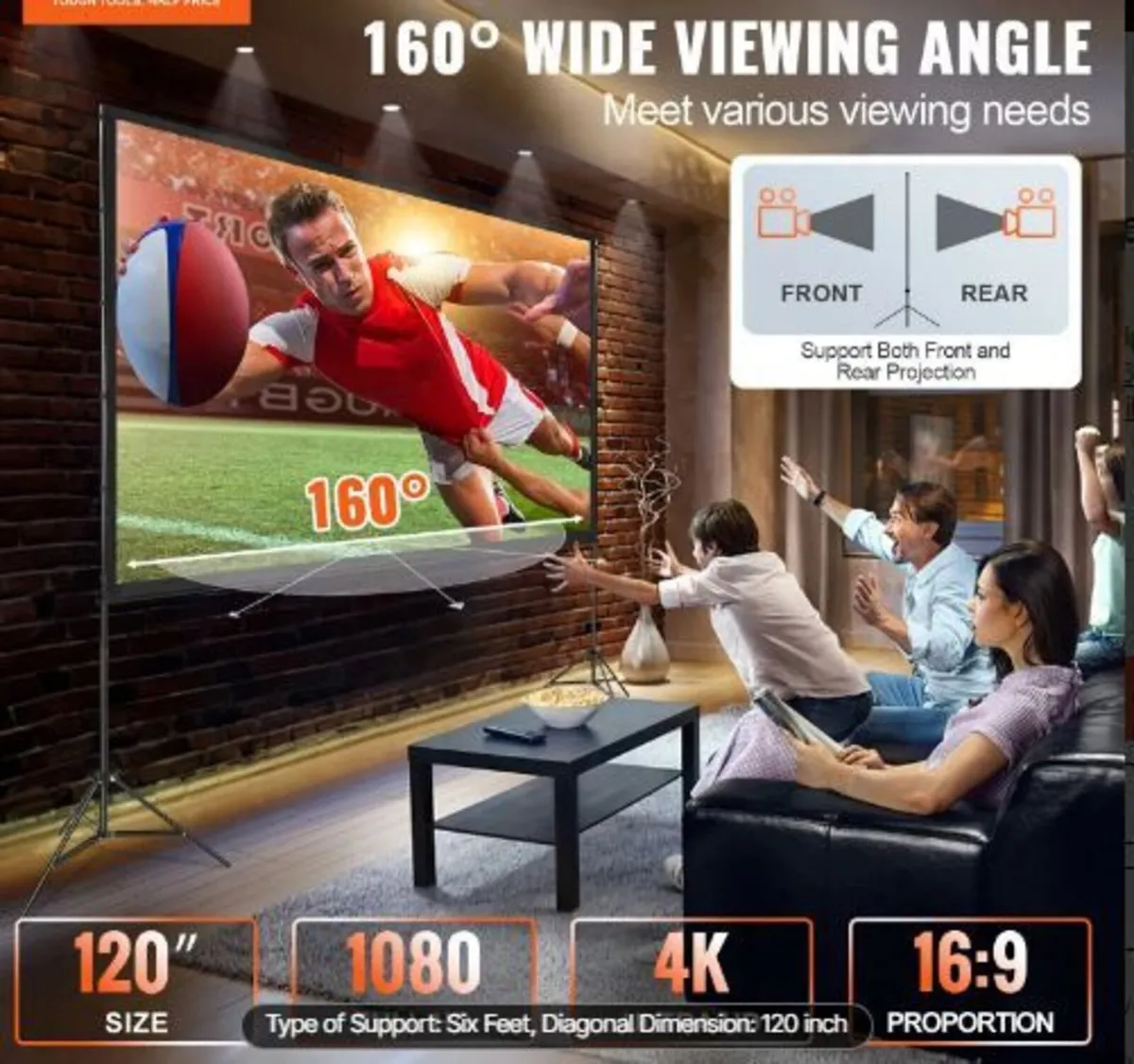 Projector Screen with Stand, 120 inch - Image 2