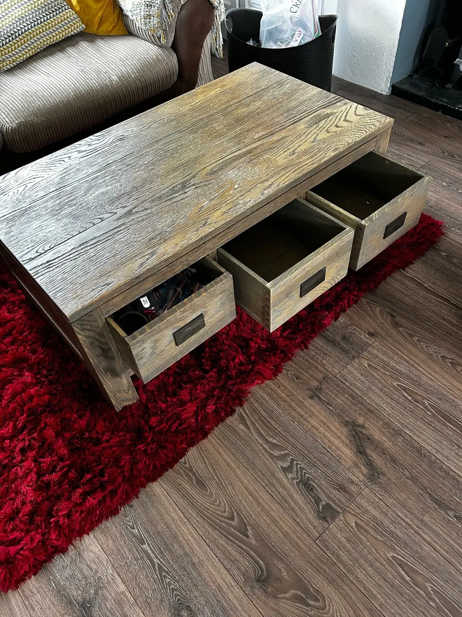 Wooden coffee table  3 draw - Image 2