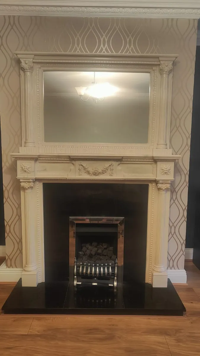 Luxury Cream Fireplace Suite with Overmantel Mirro