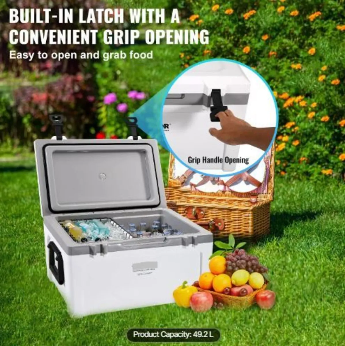 Insulated Portable Cooler, 52 qt, Holds 50 Cans - Image 1