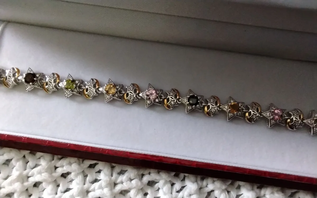 Sterling silver/gold tourmaline star bracelet new - Image 3