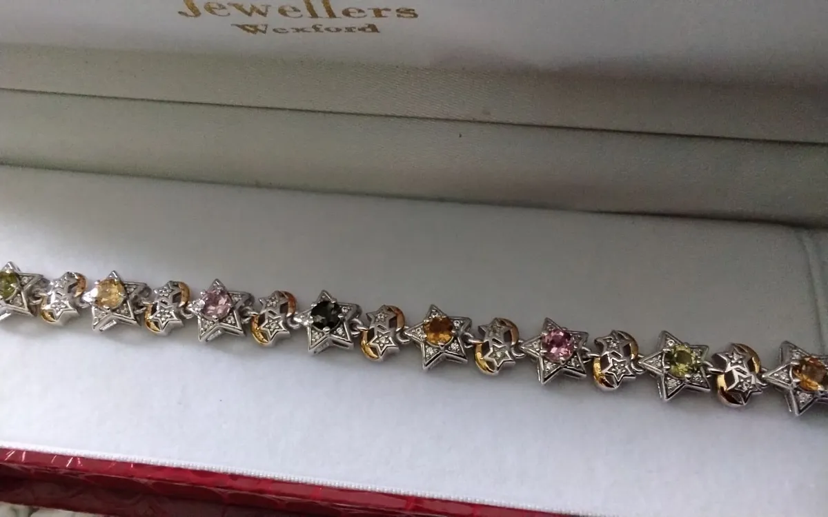 Sterling silver/gold tourmaline star bracelet new - Image 4
