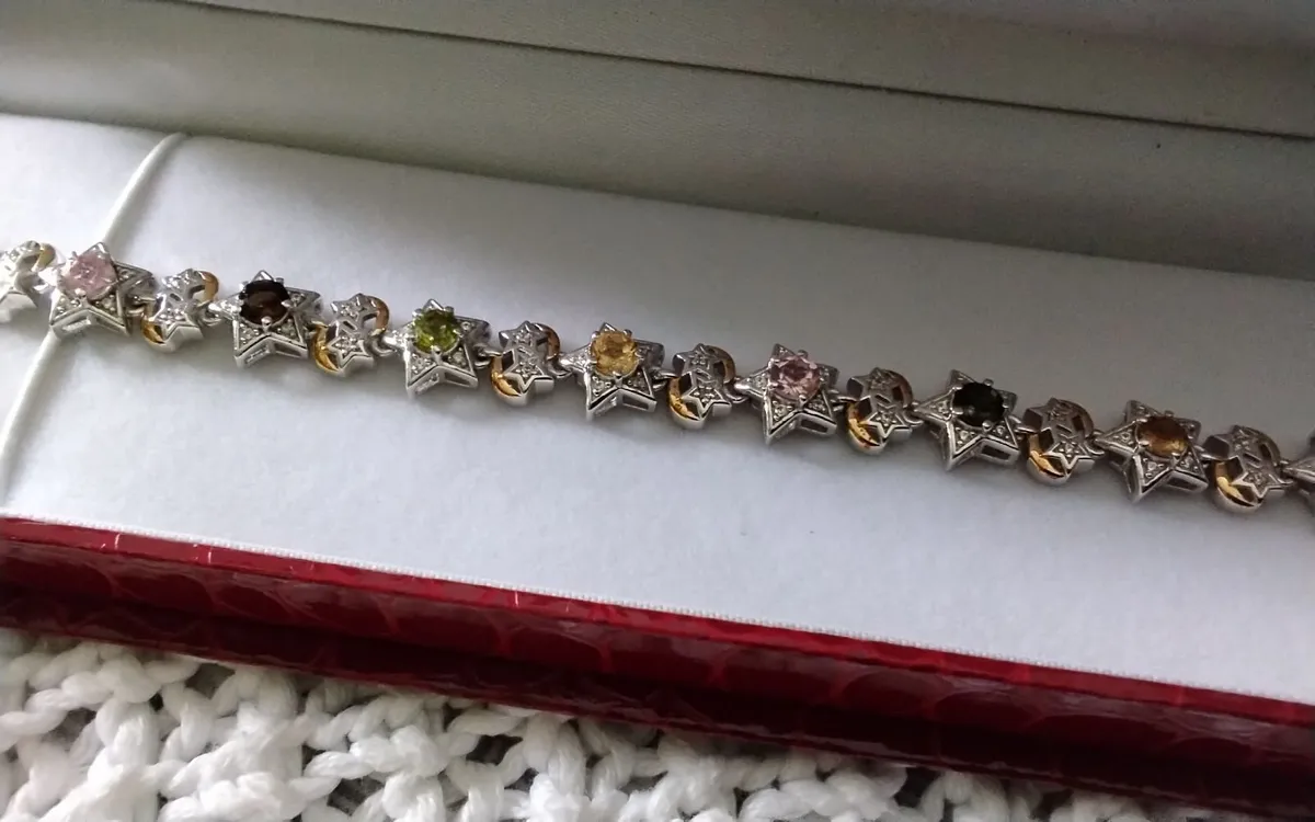 Sterling silver/gold tourmaline star bracelet new - Image 1