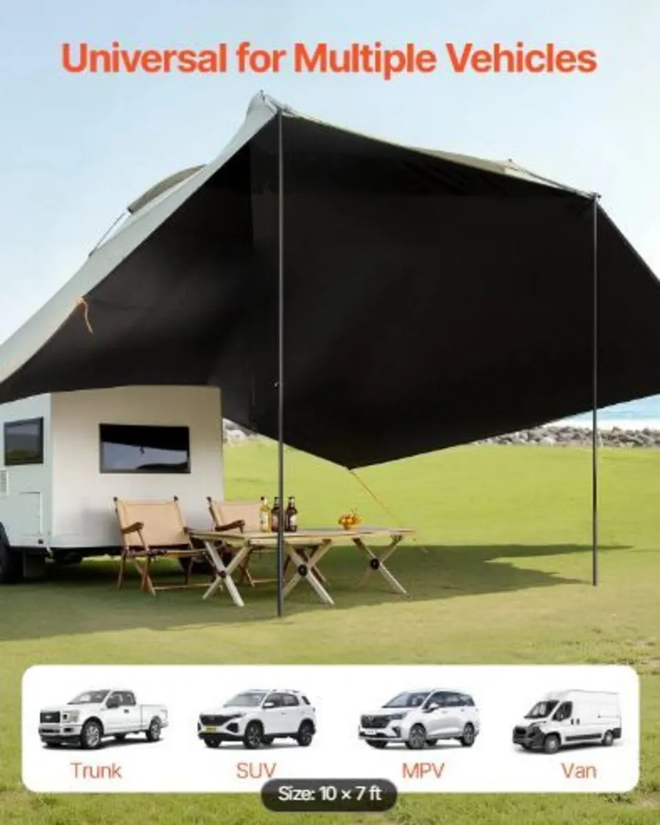 Vehicle Awning, Large 10' x 7' Shade Coverage Car - Image 1