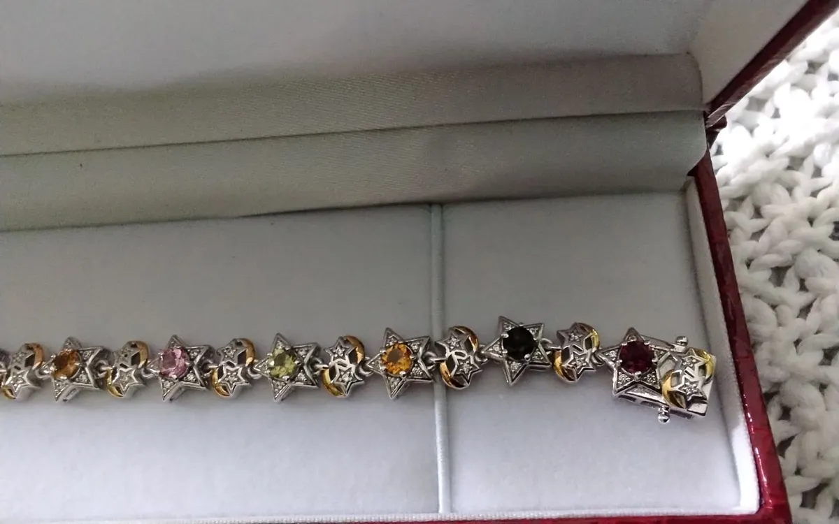 Sterling silver/gold tourmaline star bracelet new - Image 2