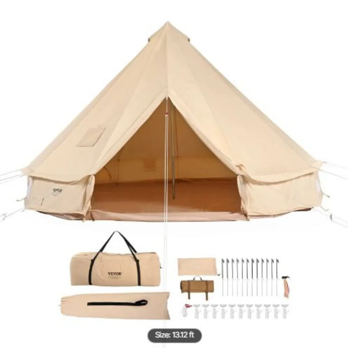 Canvas Bell Tent, 4 Seasons 4 m/13.12 ft Yurt Tent - Image 3