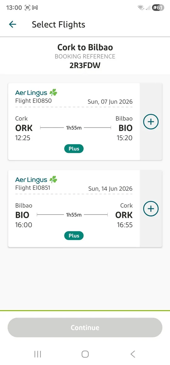 Flight Cork to Bilbao 7th june to 14Th June - Image 1