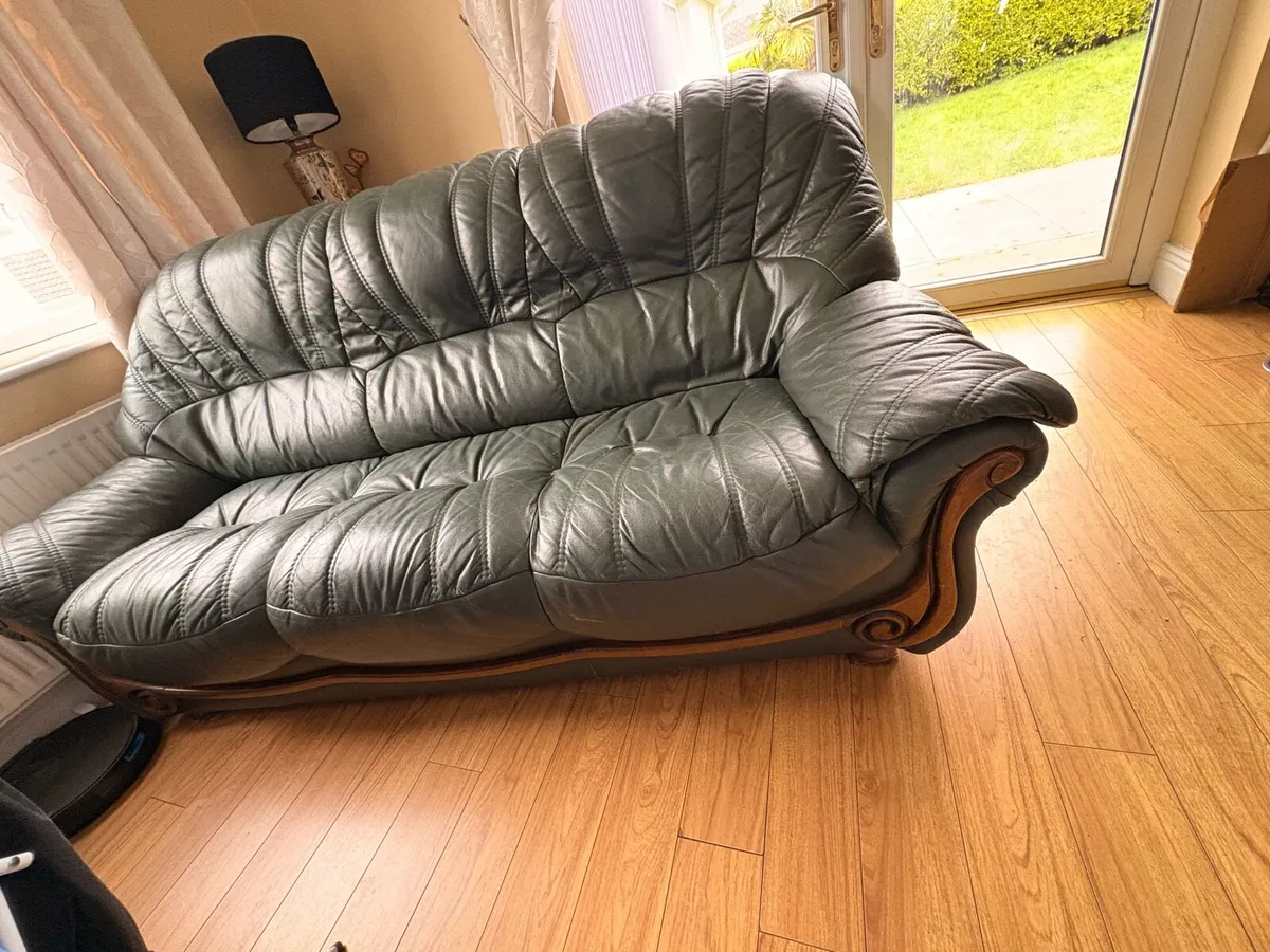 Leather Green Sofa - Image 1