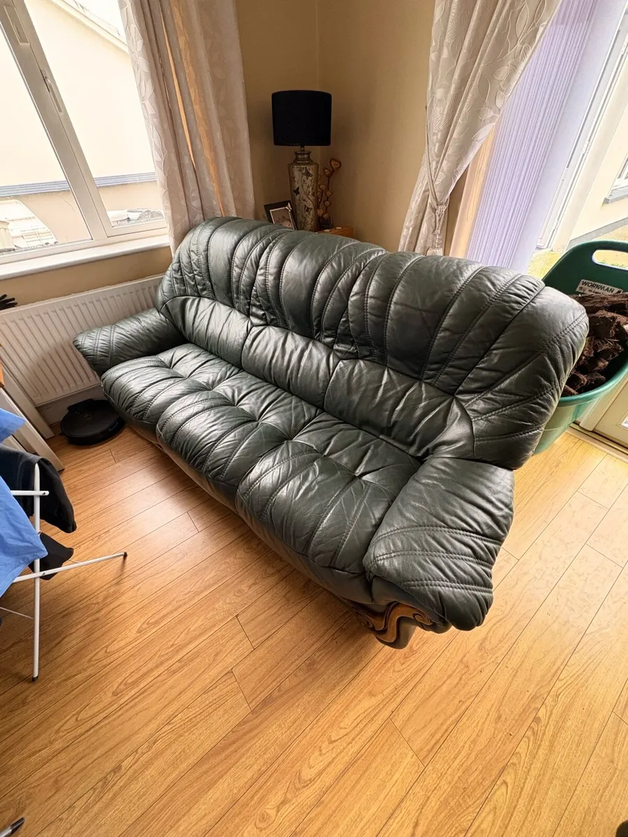 Leather Green Sofa - Image 2