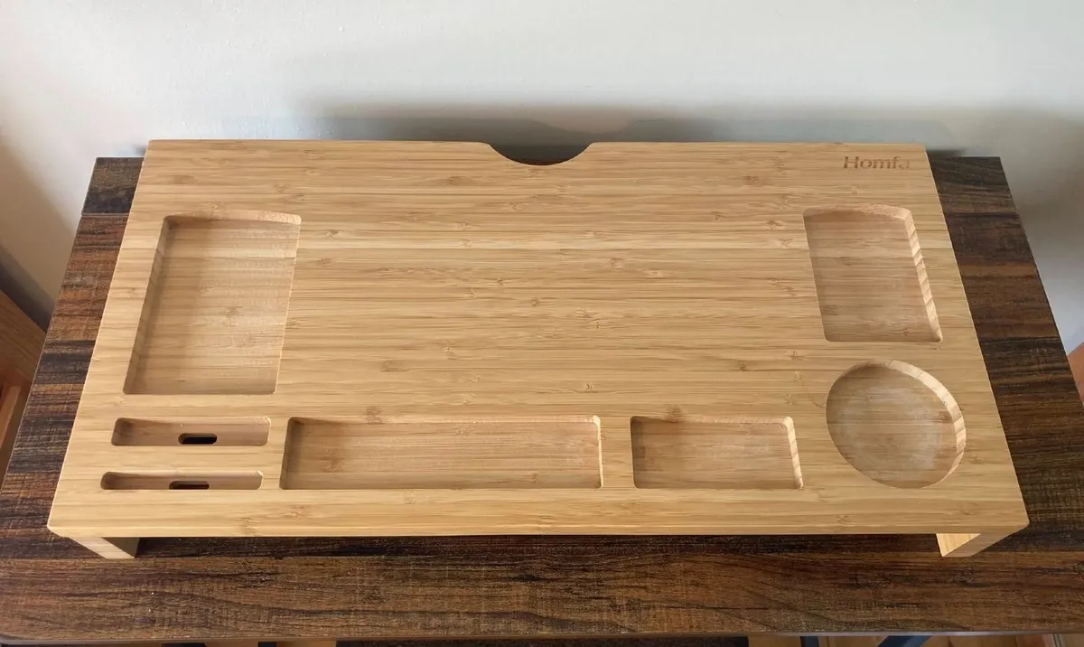 Honda Bamboo-Style Monitor Stand & Desk Organizer - Image 1