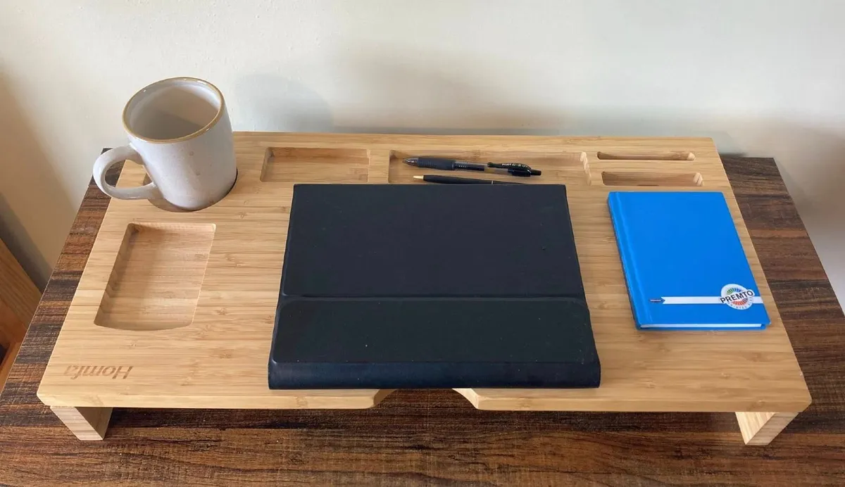 Honda Bamboo-Style Monitor Stand & Desk Organizer - Image 3