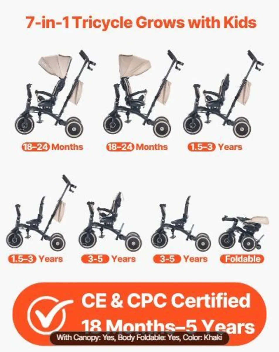Toddler Tricycle & Stroller for 18 Months to 5 Ye - Image 4