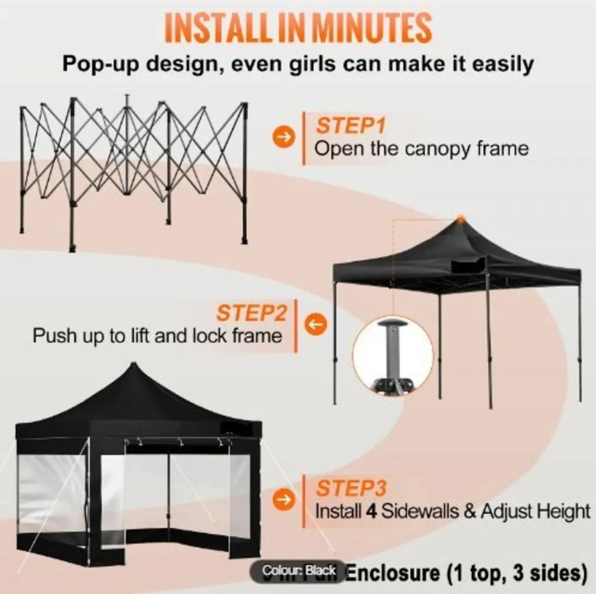 304.8 x 304.8 cm Pop Up Canopy Tent, - Image 4