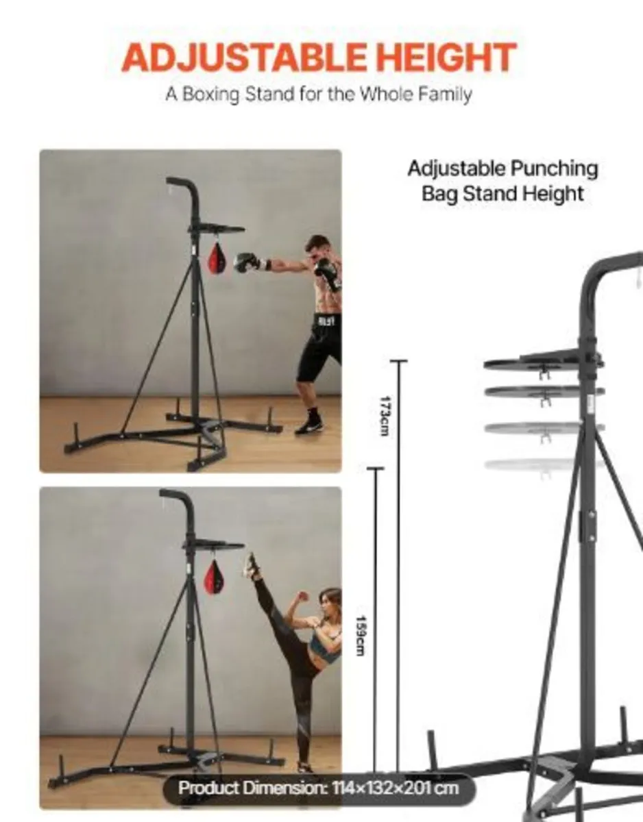 2 in 1 Punching Bag Stand, Steel Heavy Duty - Image 4
