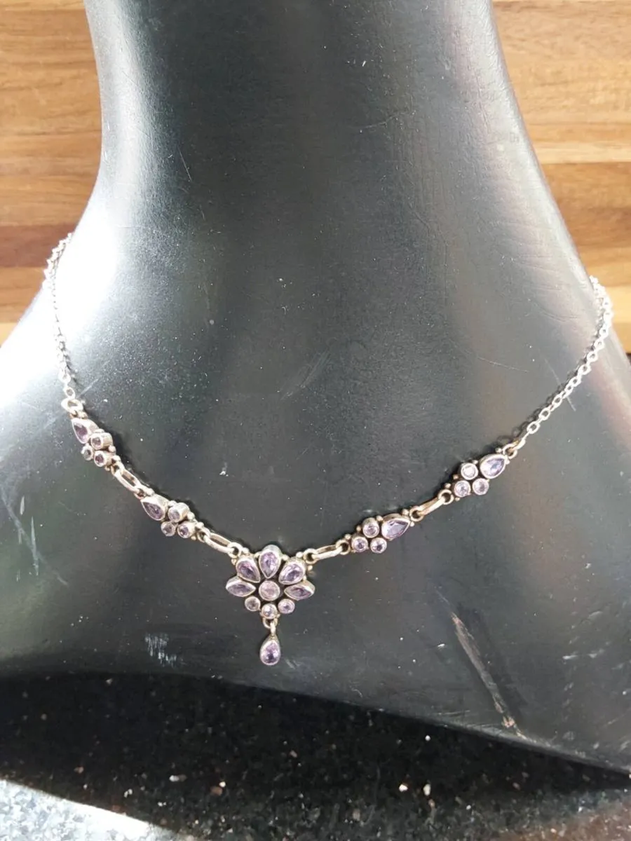 Vintage Silver Amethyst Necklace - Image 1