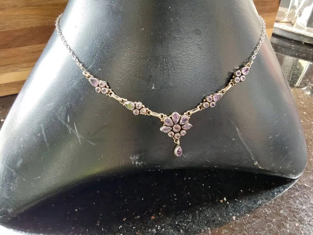 Vintage Silver Amethyst Necklace - Image 2