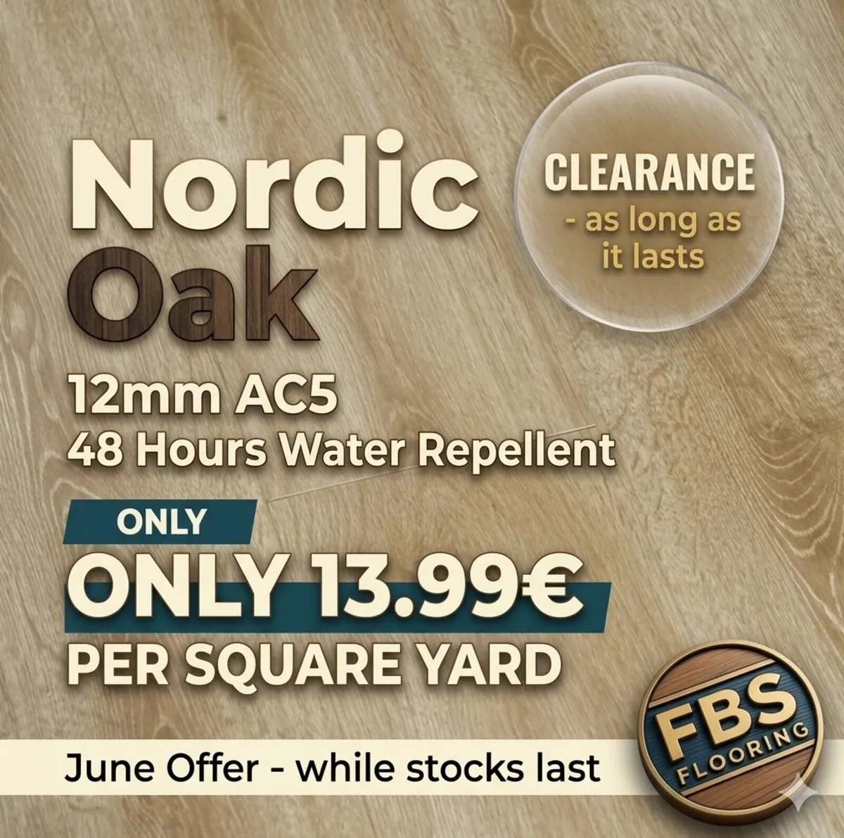 Nordic Oak 12mm AC5 Water-Repellent Flooring - Image 1