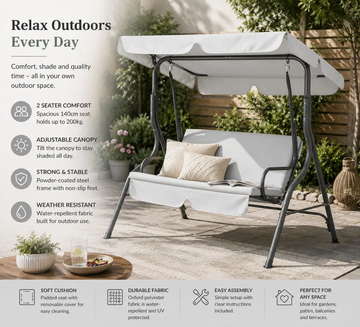 Hollywood Swing 2 Seater Weatherproof 200 kg - Image 1