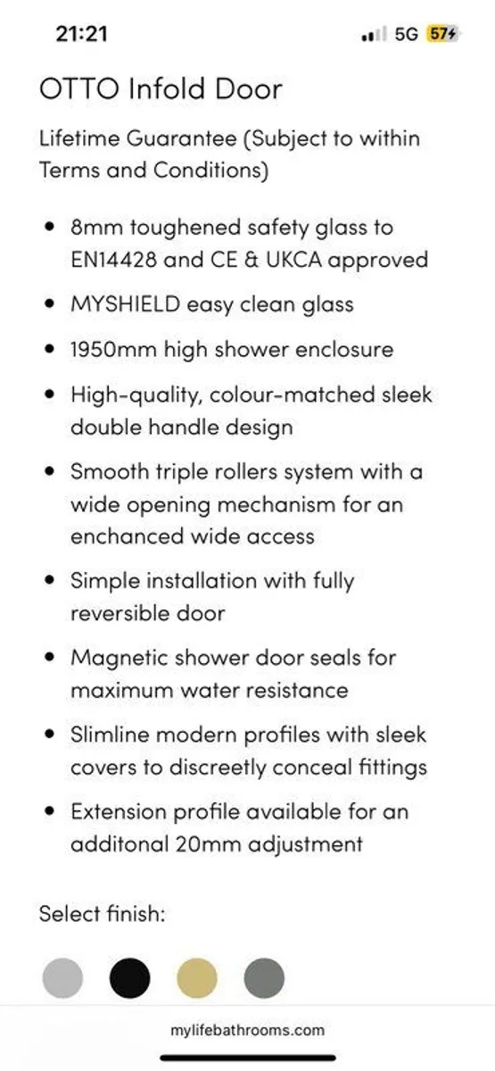 Brushed Brass Shower Door - Image 3
