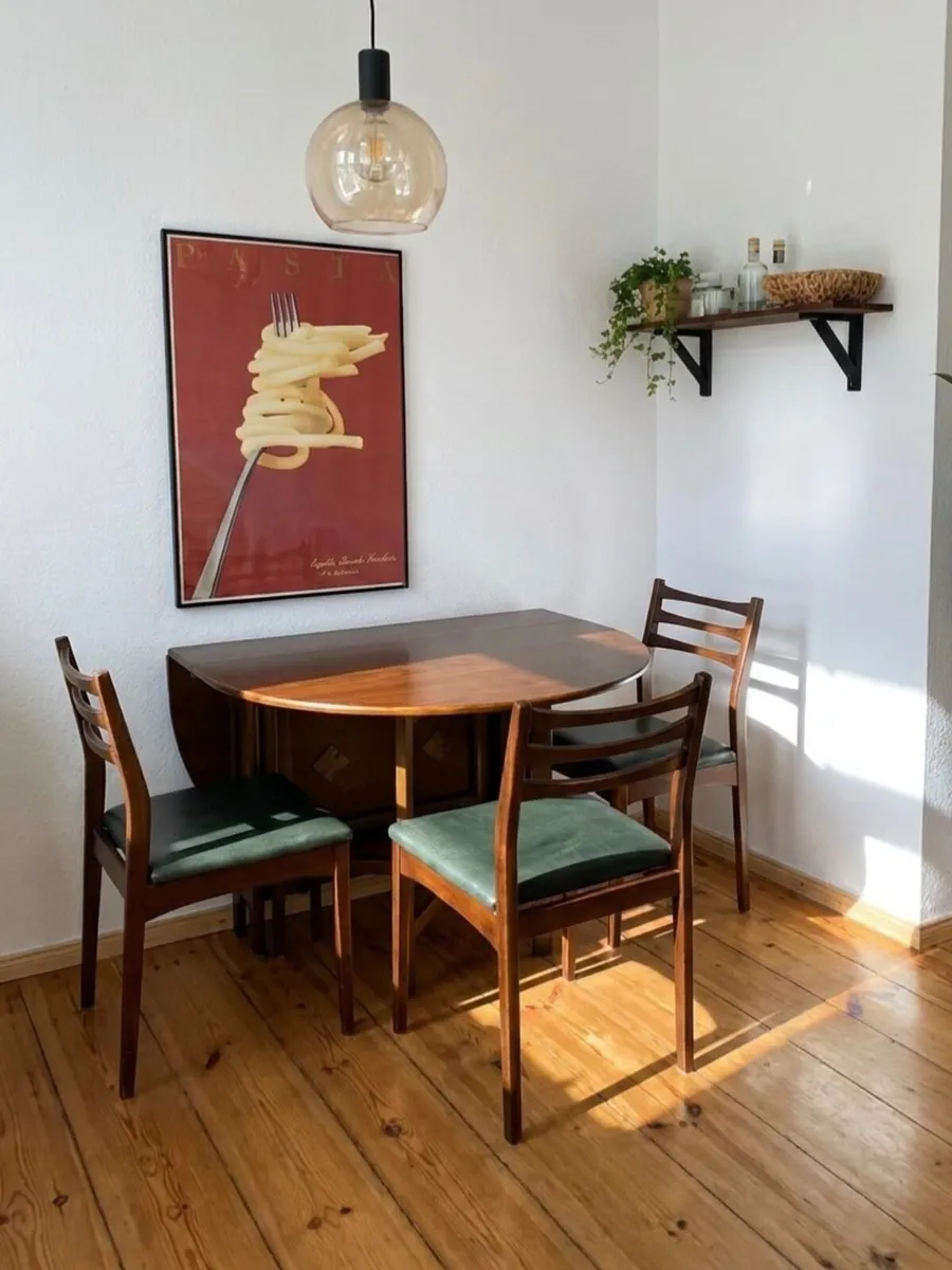 G Plan Teak Gateleg Dining Table & 3 Chairs - Image 1