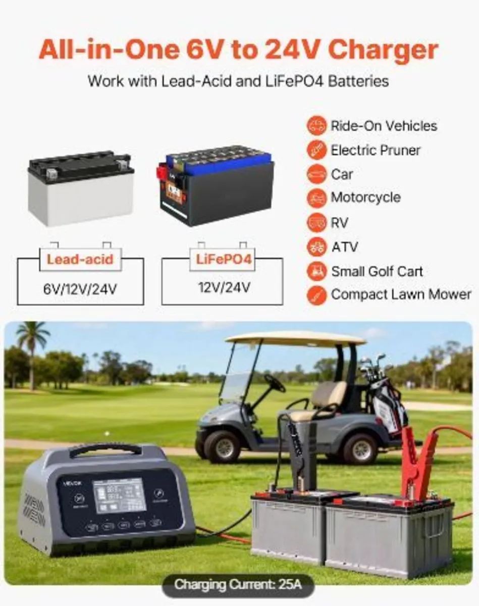 Smart Battery Charger, 25A, 6V 12V 24V - Image 3