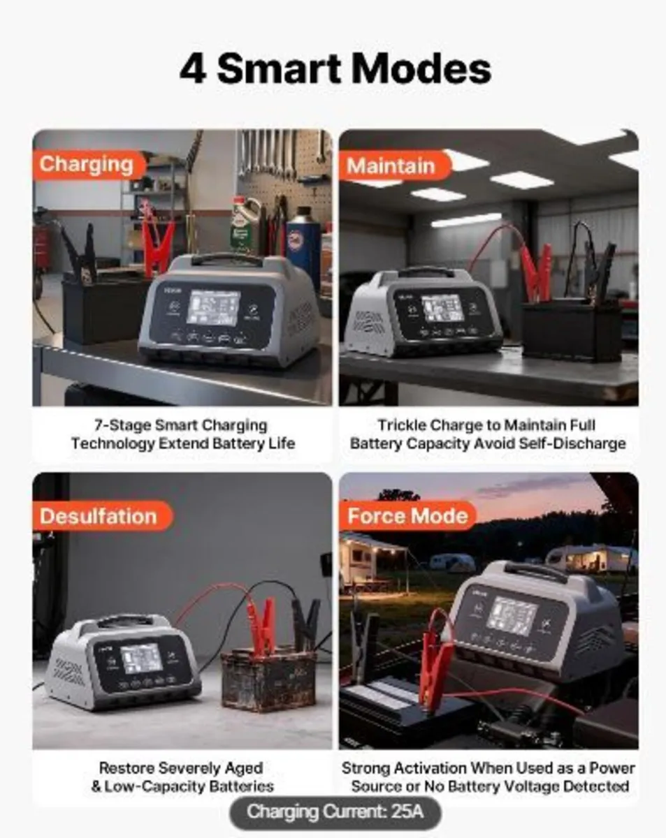 Smart Battery Charger, 25A, 6V 12V 24V - Image 2