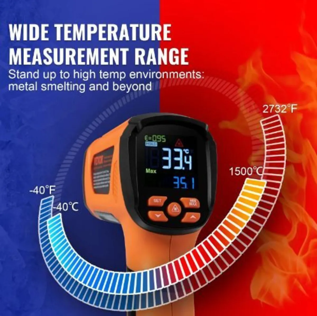 Infrared Thermometer, -40~2732°F Dual Laser - Image 2