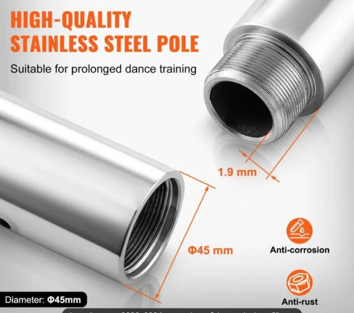 Professional Dance Pole Height  222.6 to 282.4cm - Image 3