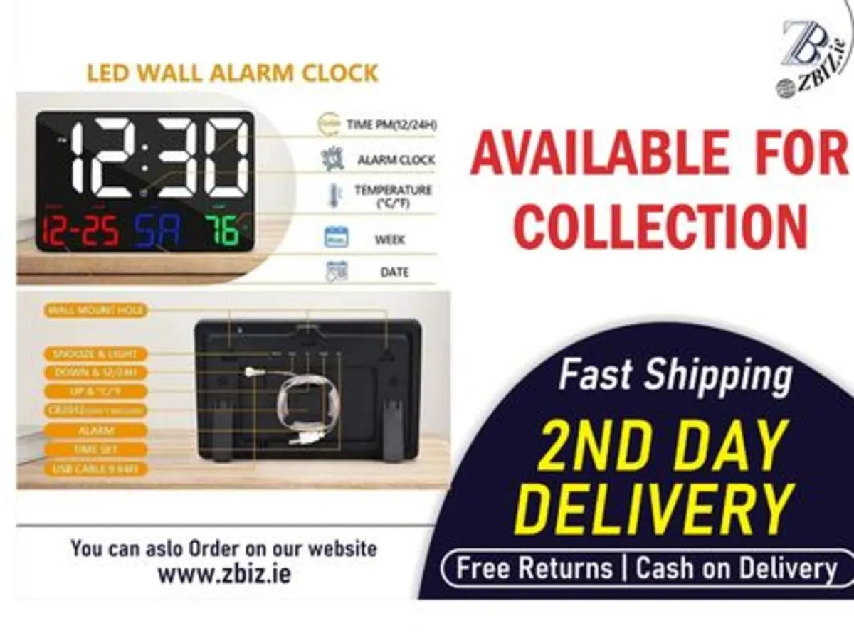 Digital LED Clock Large Display Calendar Timer - Image 1