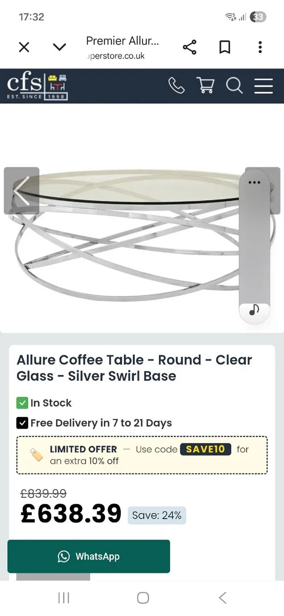 Beautiful Modern Coffee Table - Image 2