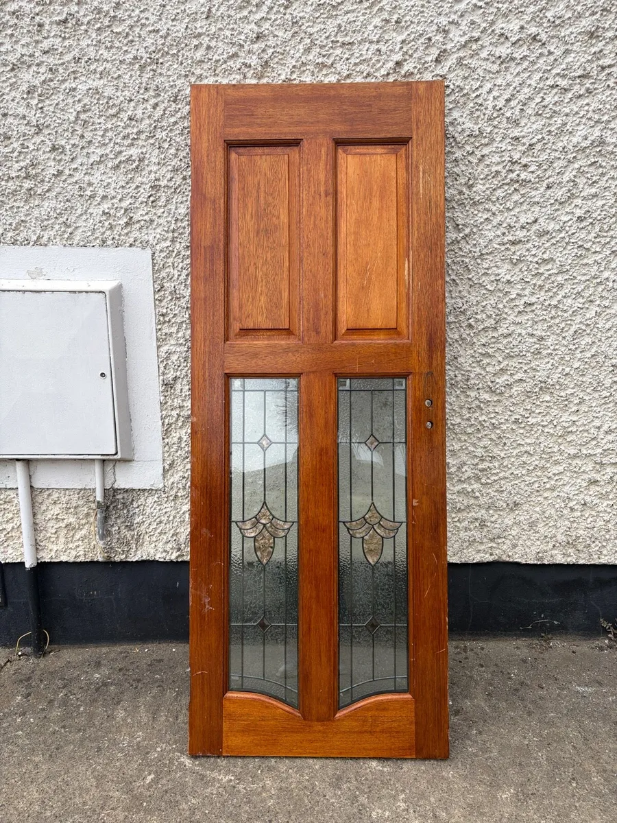 Solid wood internal door stained frosted glass - Image 1