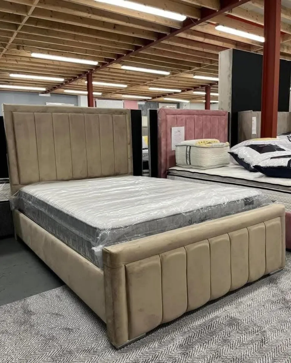 Double & King Size Bed Frame With Mattress Opt - Image 1