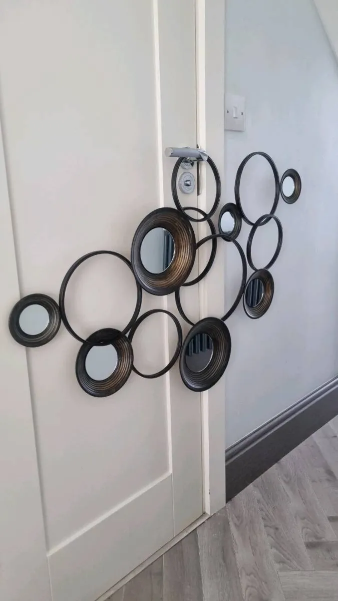 Decorative Metal Wall Art with Mirrors - Image 1