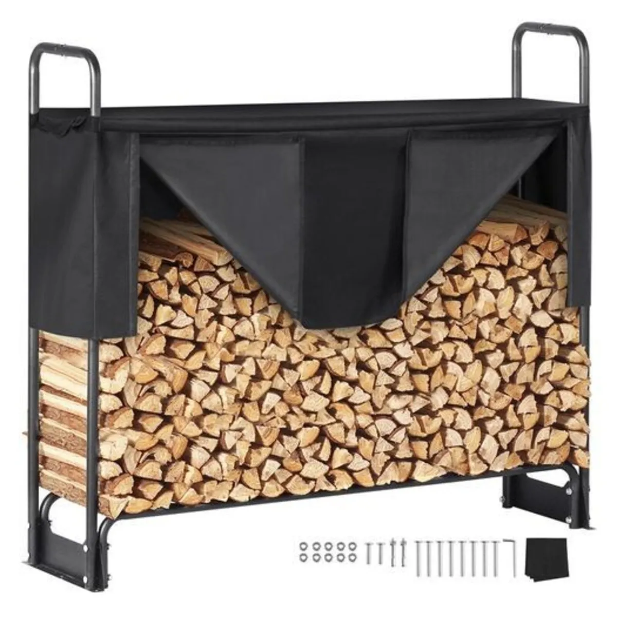 4.3FT Outdoor Firewood Rack with Cover, 52x14.2x46 - Image 1