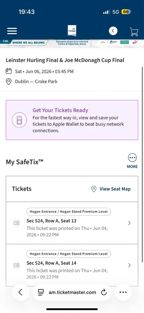 Dublin V Galway premium tickets