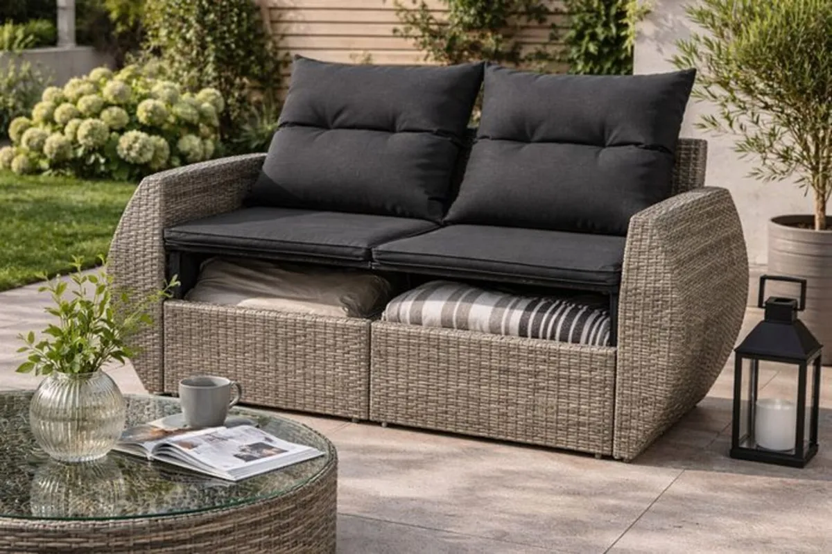 Garden 2 Seater Sofa with storage - Image 3