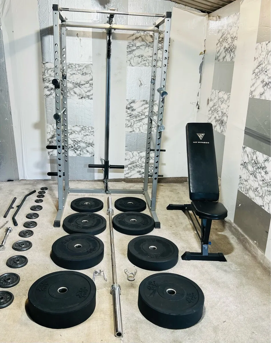 RACK WITH PULLEY ATTACHMENT WEIGHTS BAR BENCH - Image 1