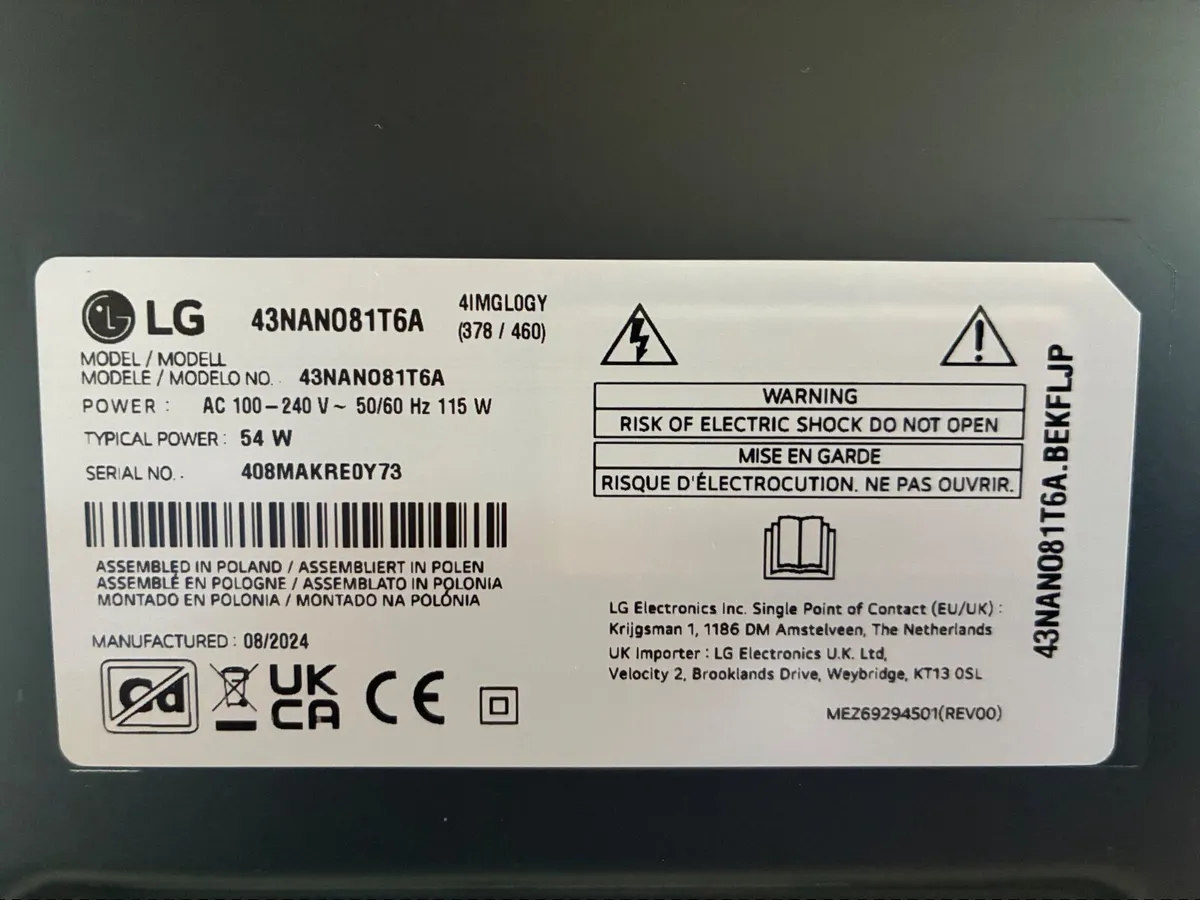 LG 43” Nano Television - Image 3