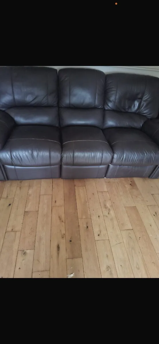 3 seater and two seater brown leather couch - Image 2